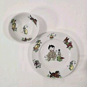 Vintage Mayer China Toyland Dinner Plate and Bowl Restaurant Ware USA 359 362